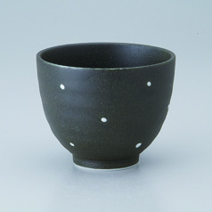 黒伊賀白ドットおしゃれ小碗